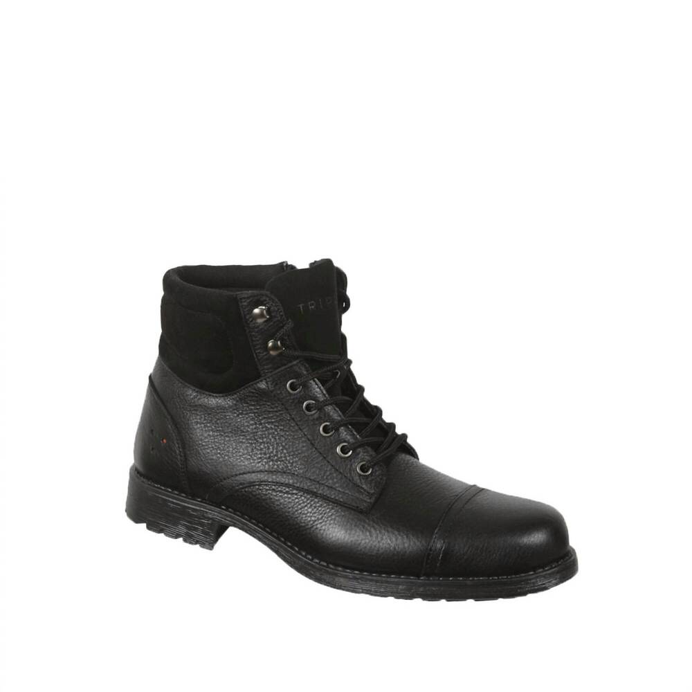 NEW TRIPLES casual leather mercer boot in black